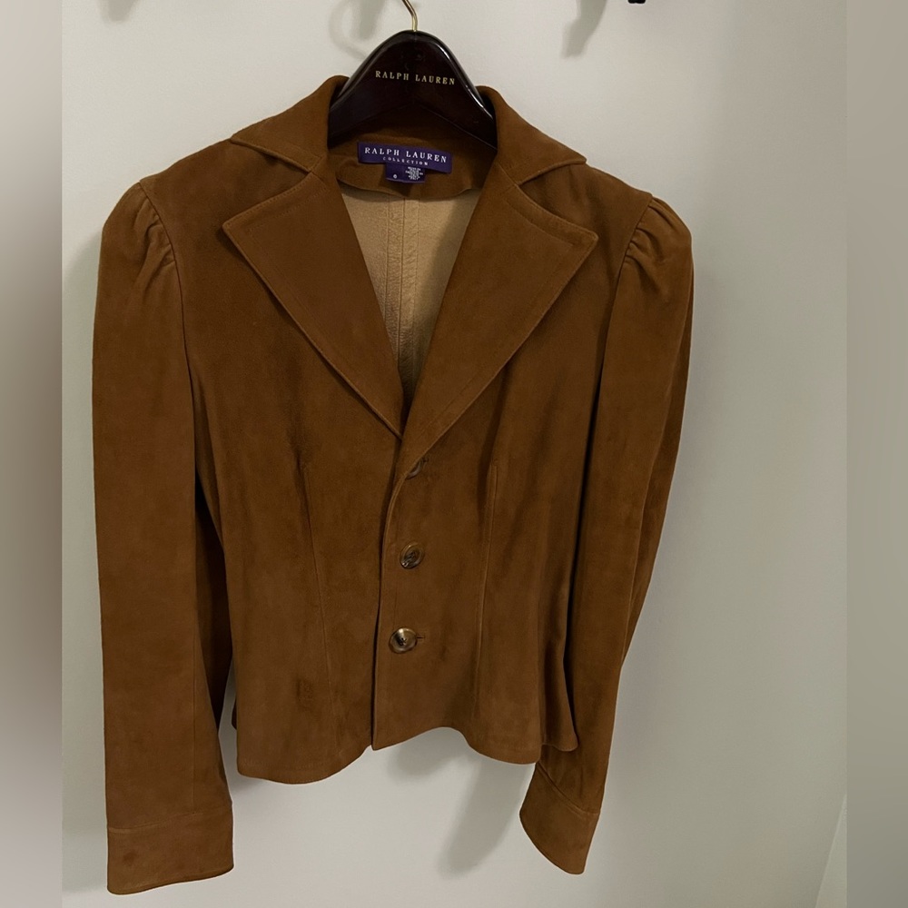 Ralph Lauren Purple Label Collection Suede fitted Womens jacket, Size 6